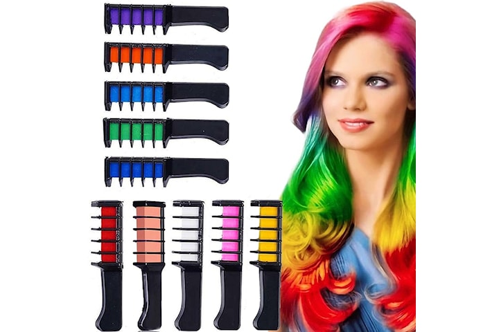 10-pack Chalk Comb / Hair Crayons - Midlertidig hårfarge