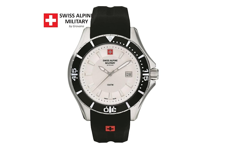 Swiss Alpine Military Svart Silikon 7040.1832SAM Herrklocka