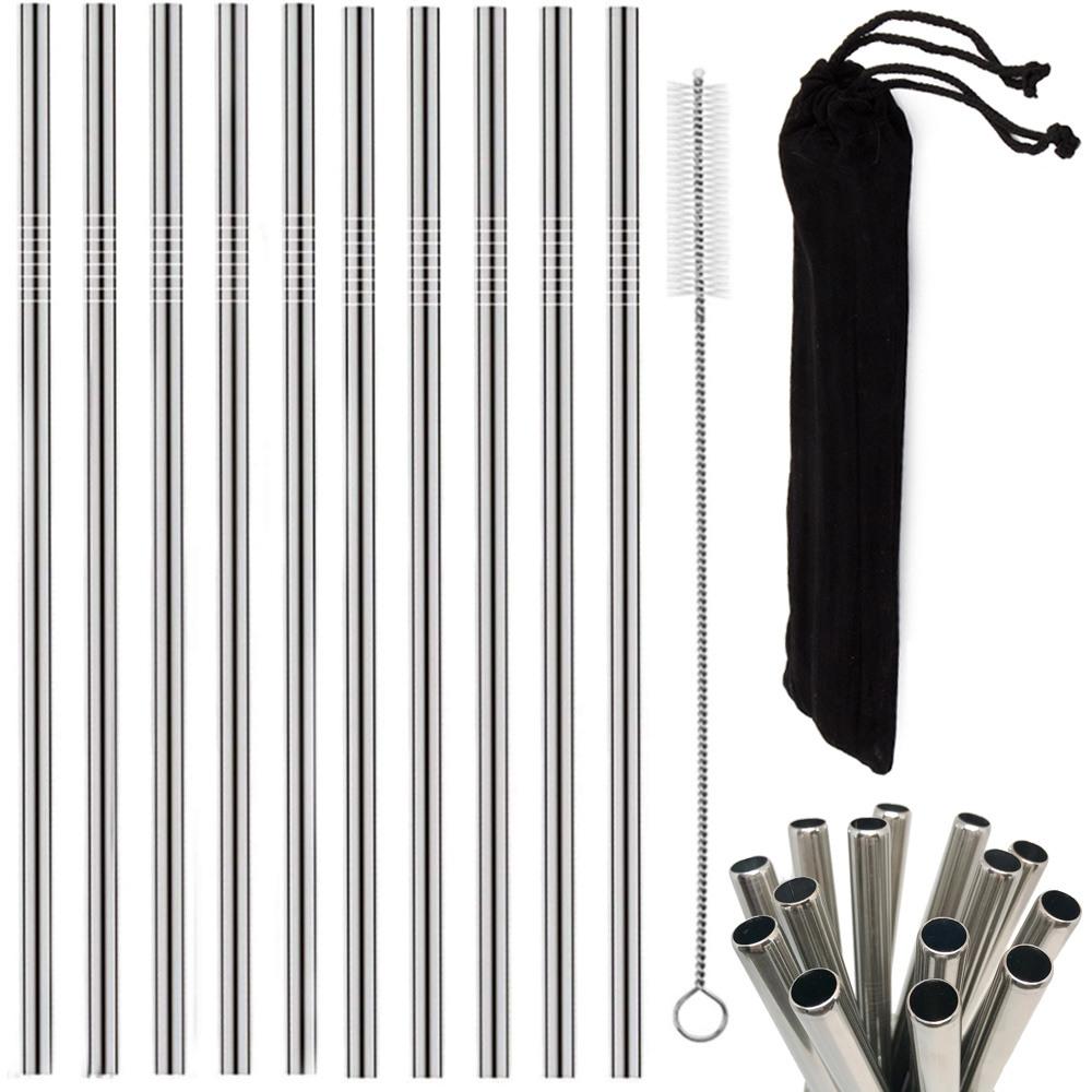 Product Image for 10st Sugrör i metall av rostfritt stål.