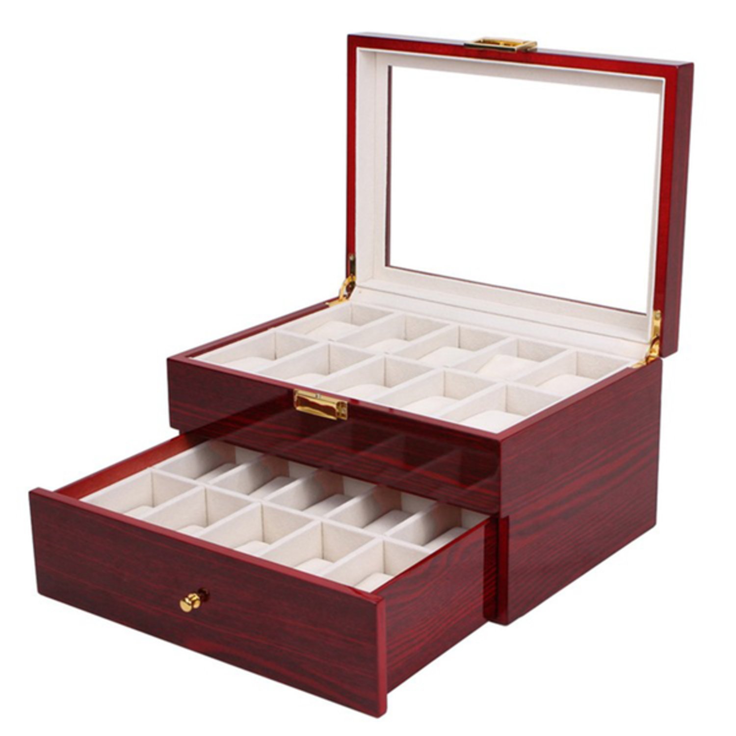 Product Image for Watchbox Klockbox i trä för 20 klockor med fönster