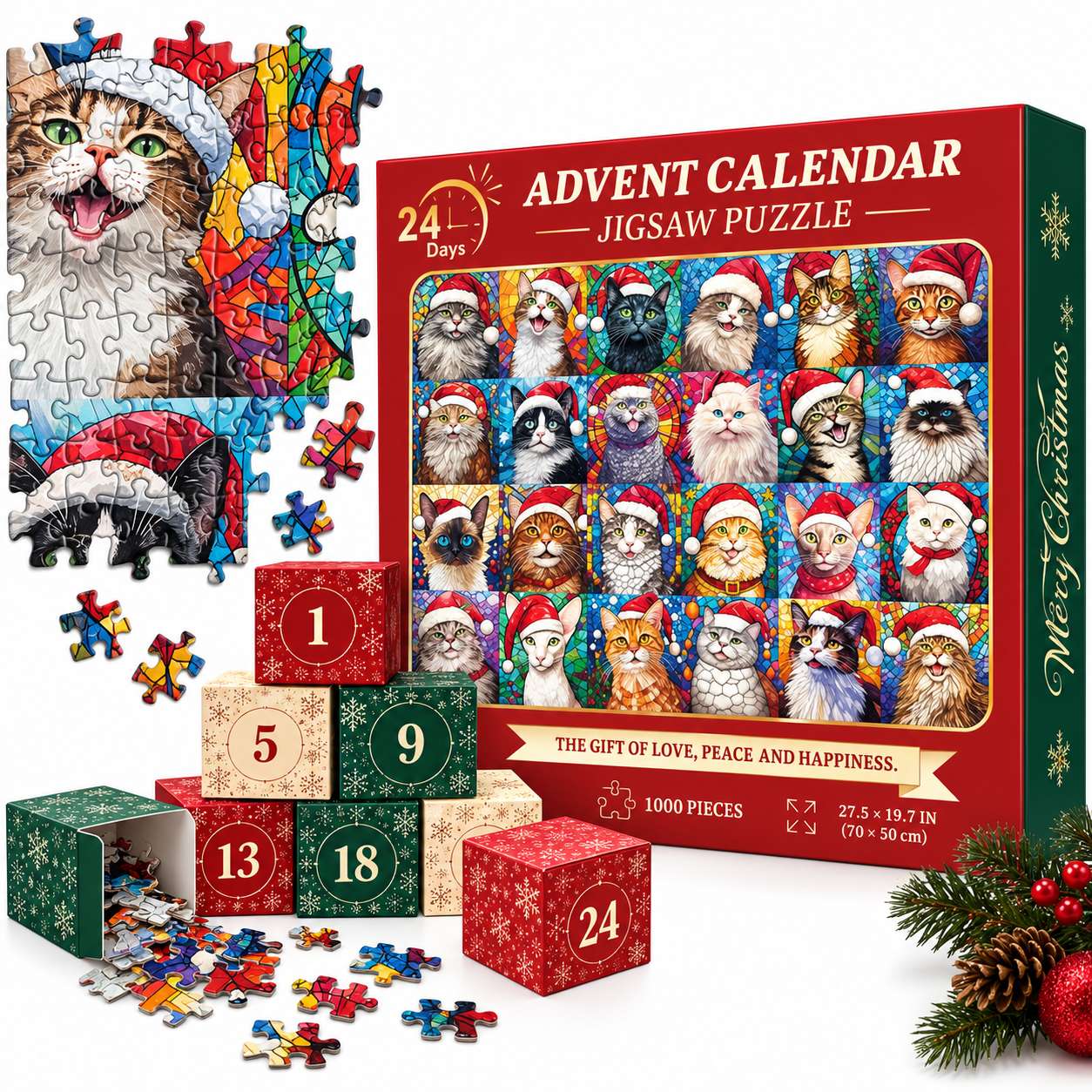 Adventskalender - Pussel 1008 Bitar - Julkalender 2026 - Katt Motiv