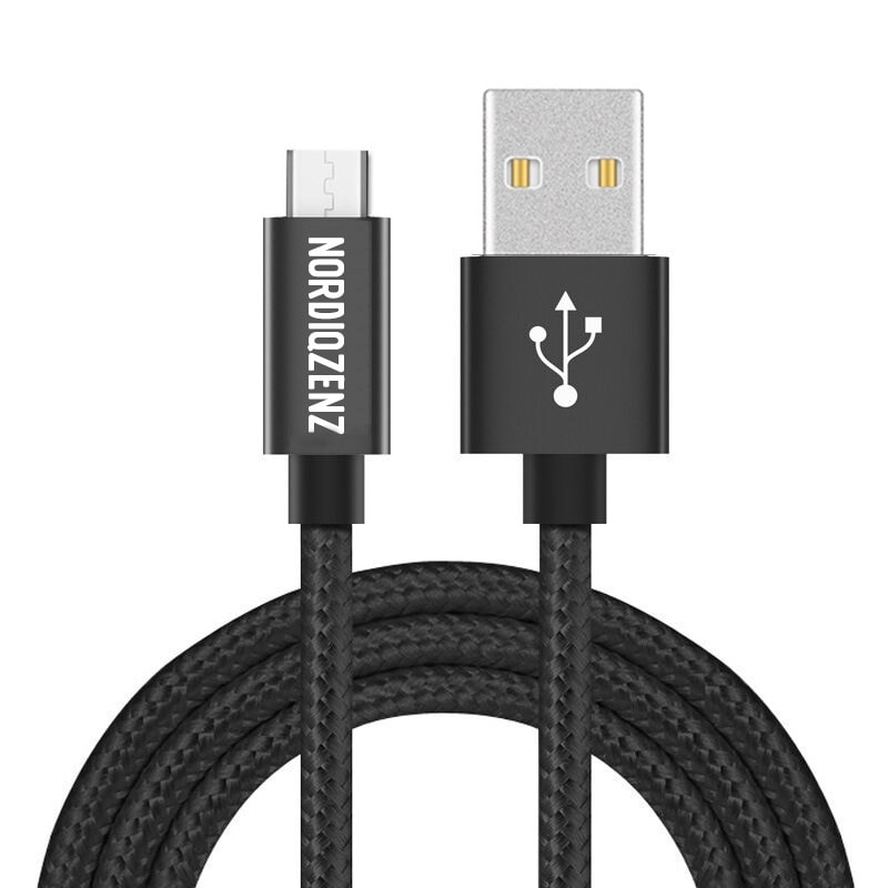 NORDIQZENZ Micro-USB Textilkabel, 1,5m, Svart (1 av 3)