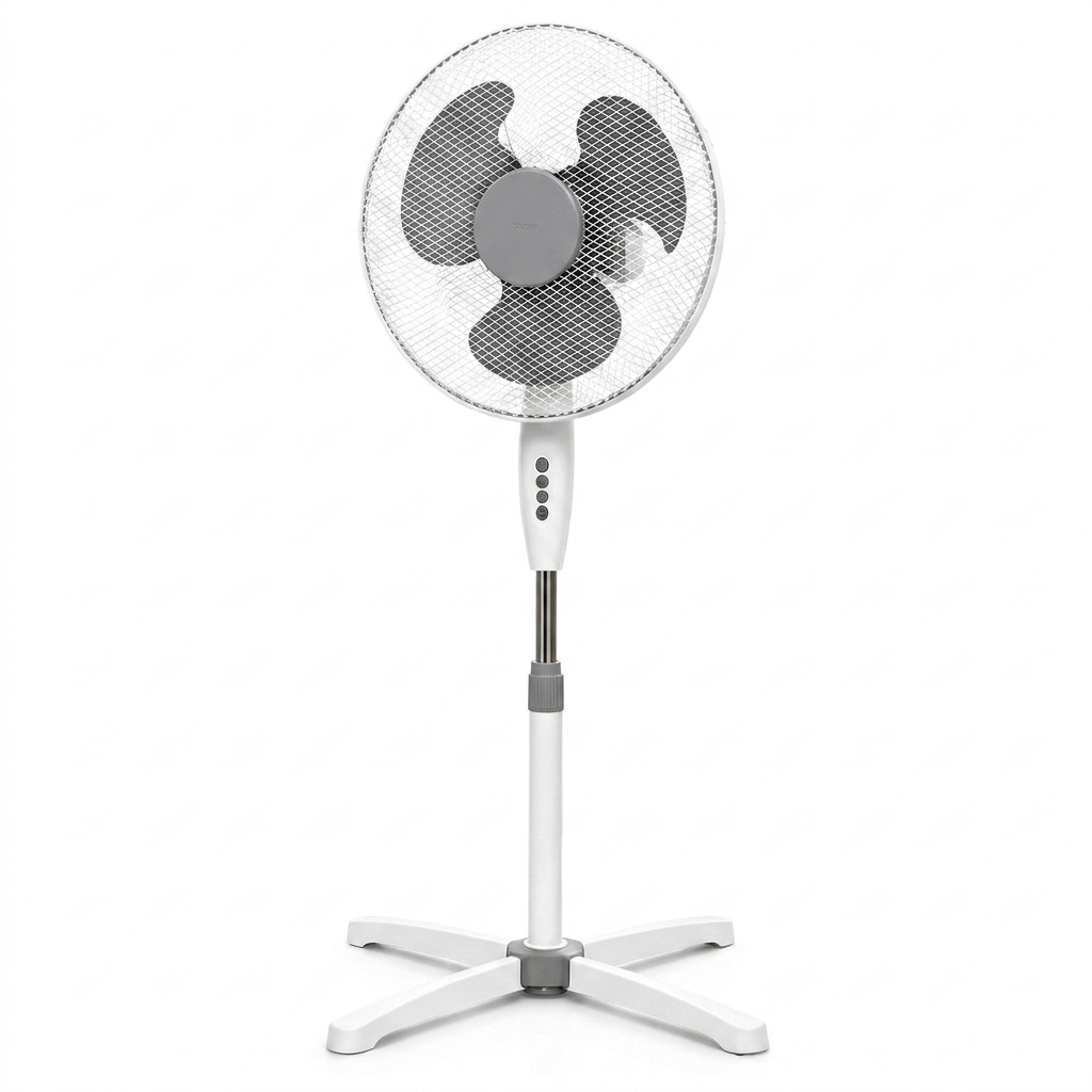 Golvfläkt 40 cm oscillerande med 3 hastigheter - Justerbar höjd 105–125 cm - Tyst motor under 60 dB - För vardagsrum och sovrum