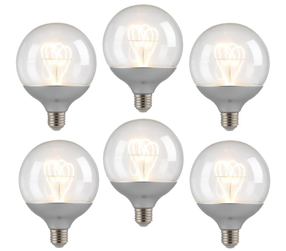 6-pack LED-dekorationslampor, silver, E27-sockel, varmvit, 2W (20lm), A120-glob (1 av 8)