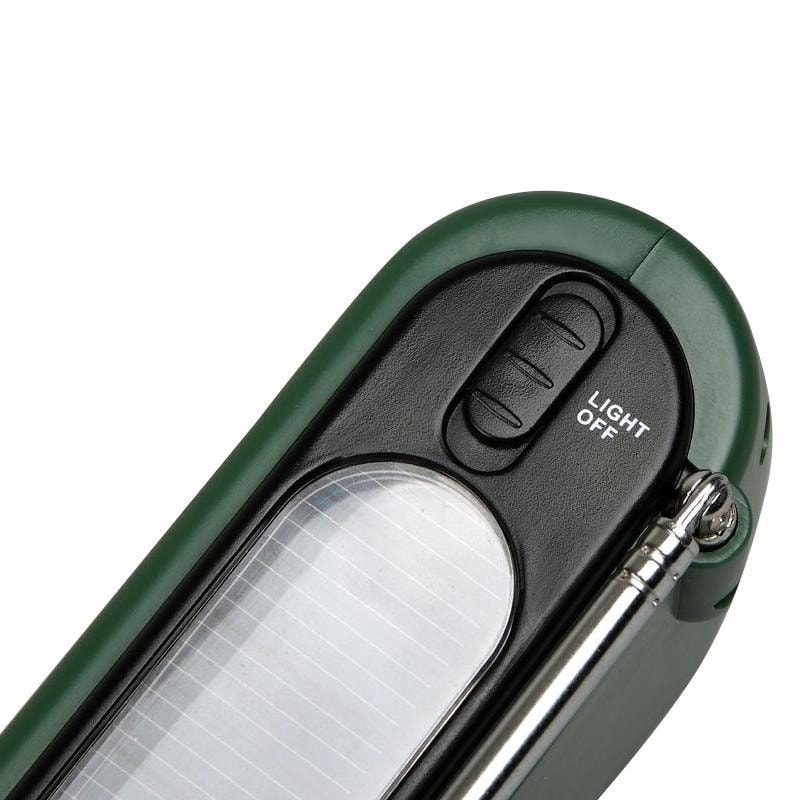 Multifunktionell Vevradio med LED-lampa - FM-radio, USB, Solcell, Dynamo, Grön (8 av 11)