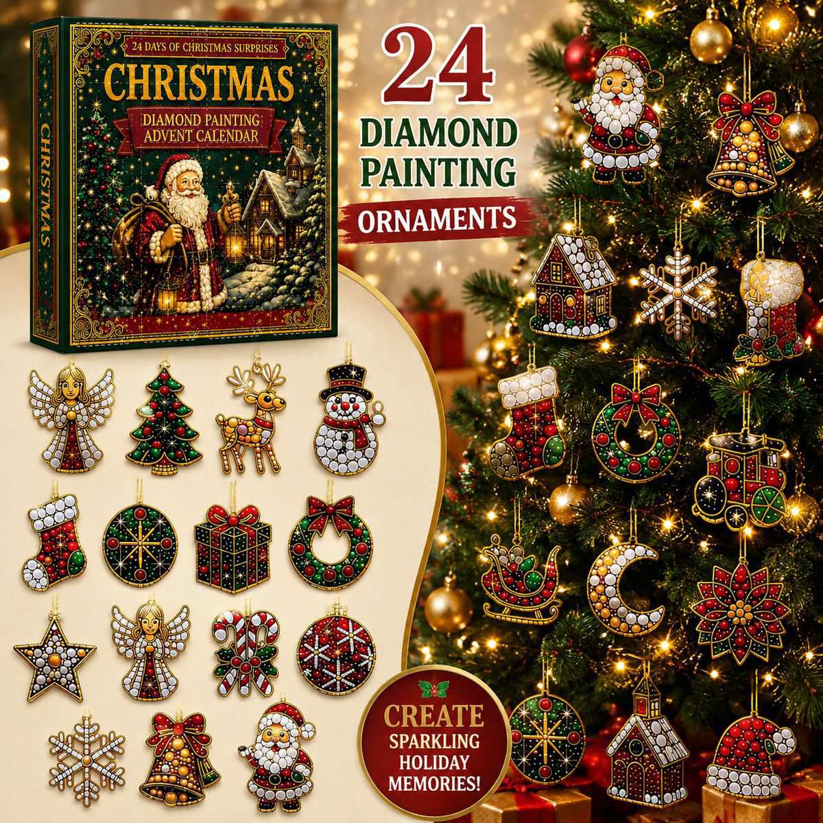 Adventskalender 2026 – Julkalender 24 DIY diamantmålningsdekorationssatser