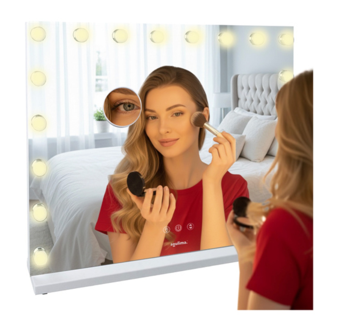 Sminkespeil med lamper / Hollywoodspeil 80x60 cm