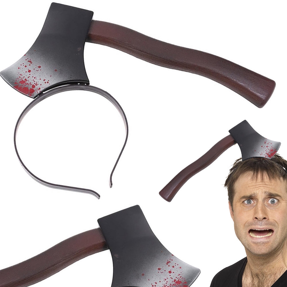 Halloween-huvudband med yxa plast brun universal 27 cm
