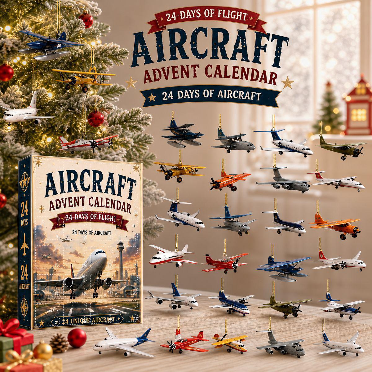 Adventskalender 2026 – Julkalender 24 mini-krigsfågeldekorationer från andra världskriget