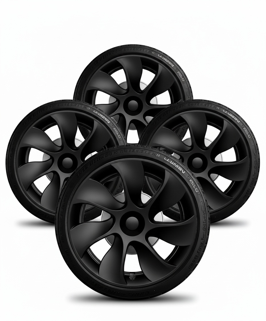 4-Pack Navkapslar Cyclone kompatibel med Tesla Model Y Hjulkåpor 19 Tum 2020–2024 – Cyclone Aero Wheel Covers Svart ABS