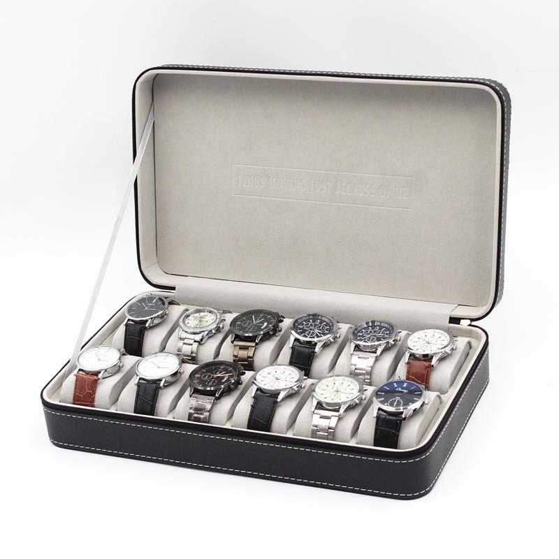 Product Image for Klockbox utan fönster för 12 klockor - Svart PU läder