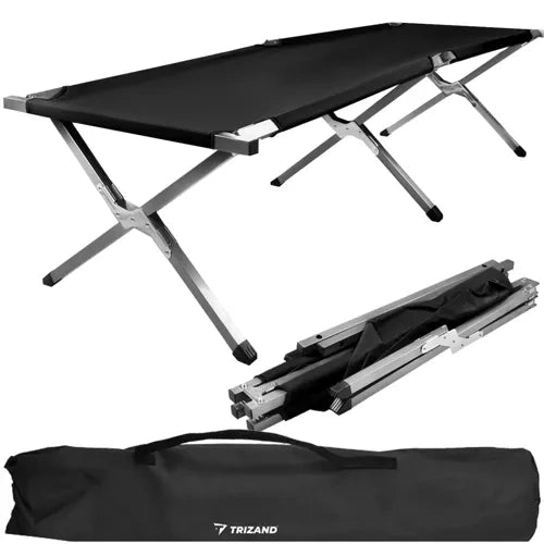Fällsäng camping 189x70 cm 110 kg med transportväska svart