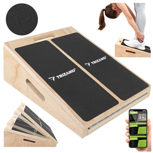 Justerbar slant board för vadstretch i trä 15-35° halkfri 150 kg