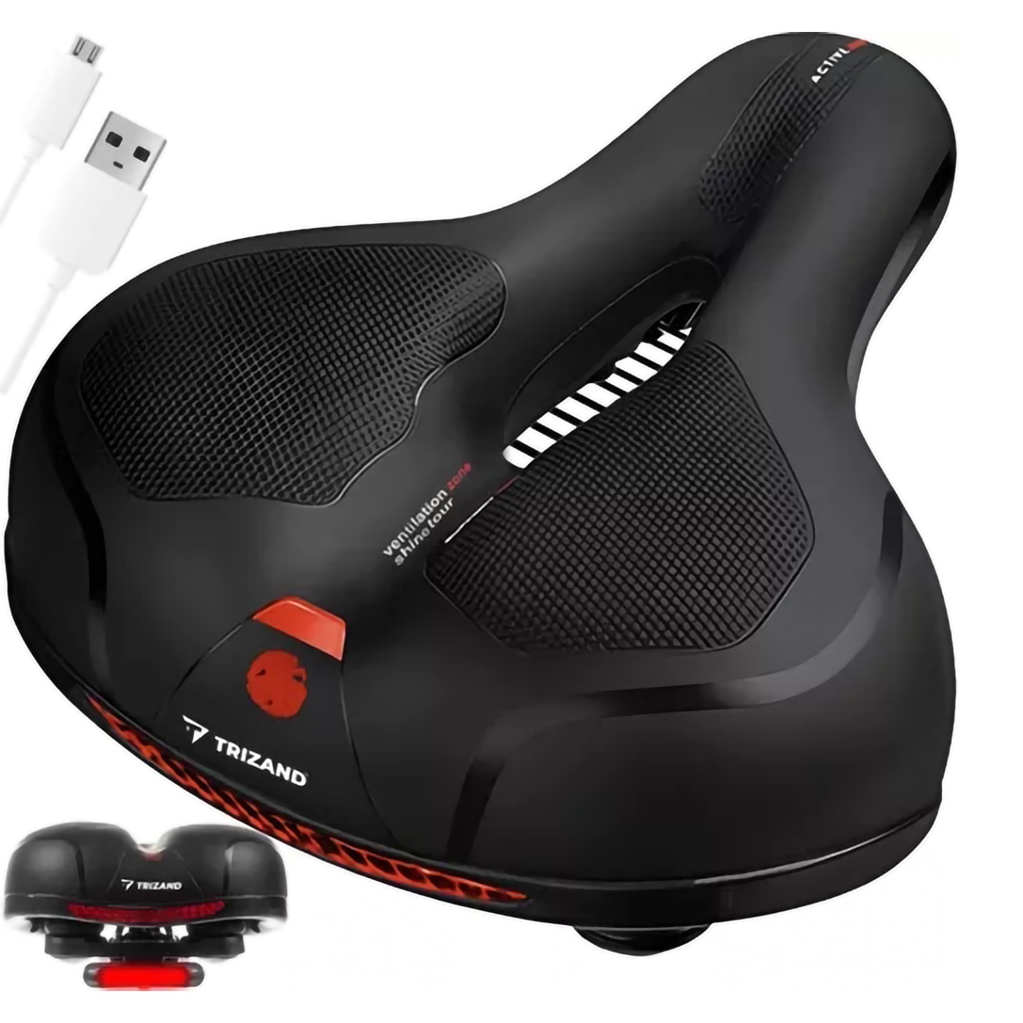 Product Image for Cykelsadel med LED-lampa och ventilation