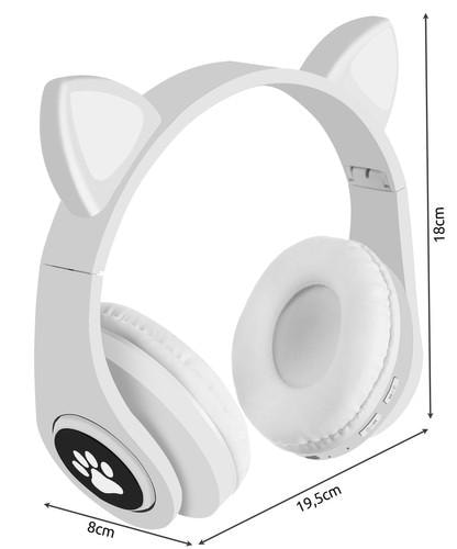 Bluetooth stereohodetelefoner med mikrofon og katteører / LED-lys (1 av 8)