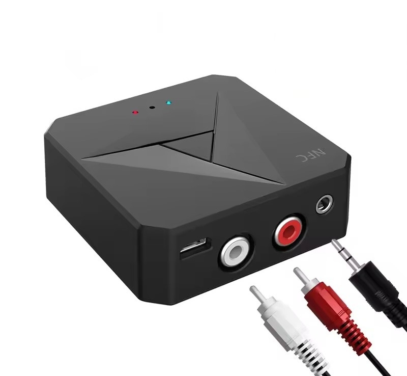 Bluetooth RCA/AUX adapter med NFC för trådlös ljudöverföring