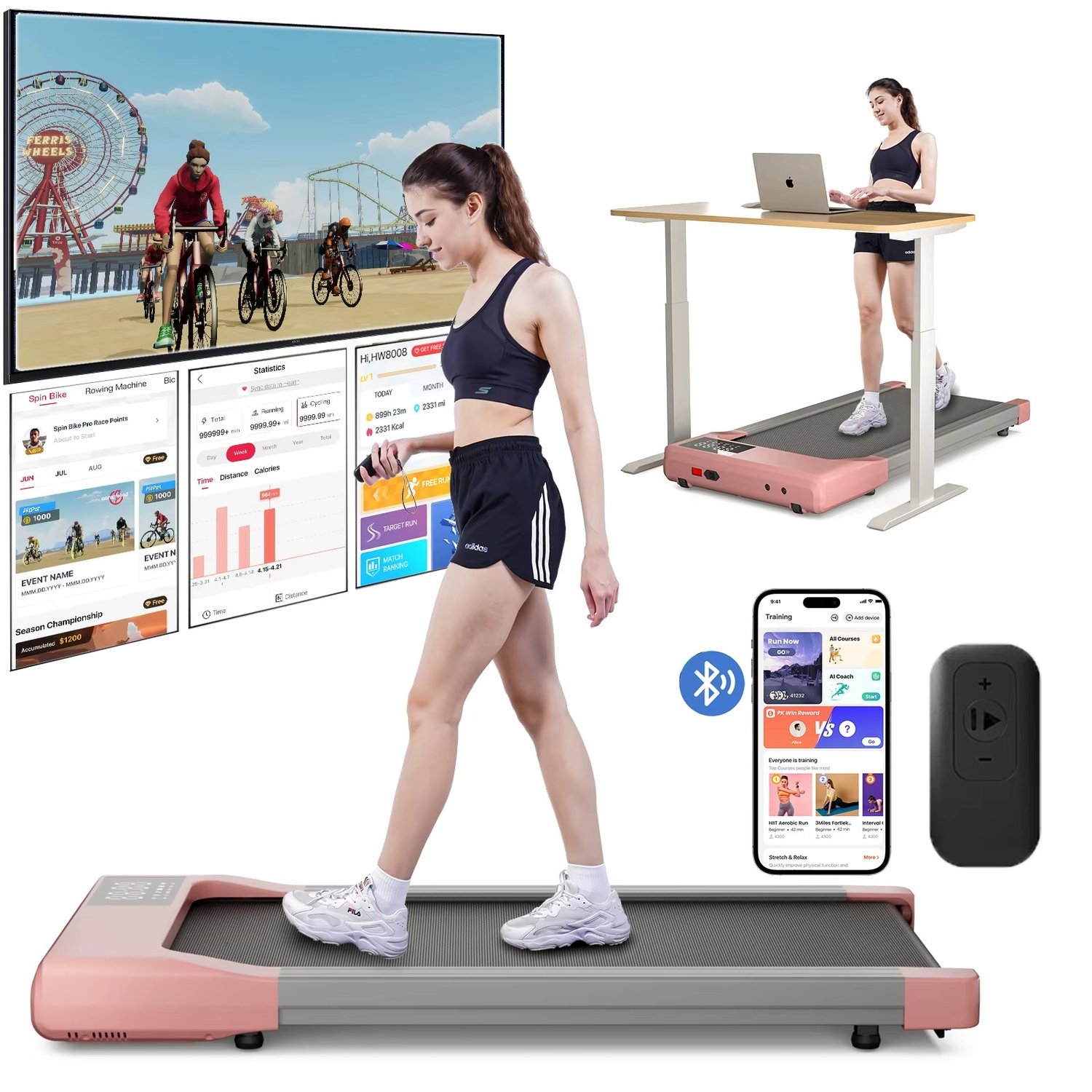 Treadmill Walking Pad – 2-i-1 löpband - och gåband för hemmet träning hemma ROSA