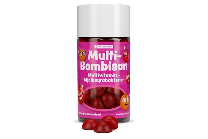 Multi-Bombisar multivitamin för barn 60 tuggkapslar Elexir Pharma. Fraktfritt vid 150:-
