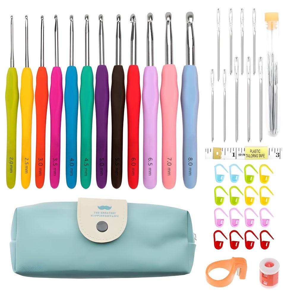 Product Image for 45-delar kit med virknålar, markörer, måttband - Knitting Kit