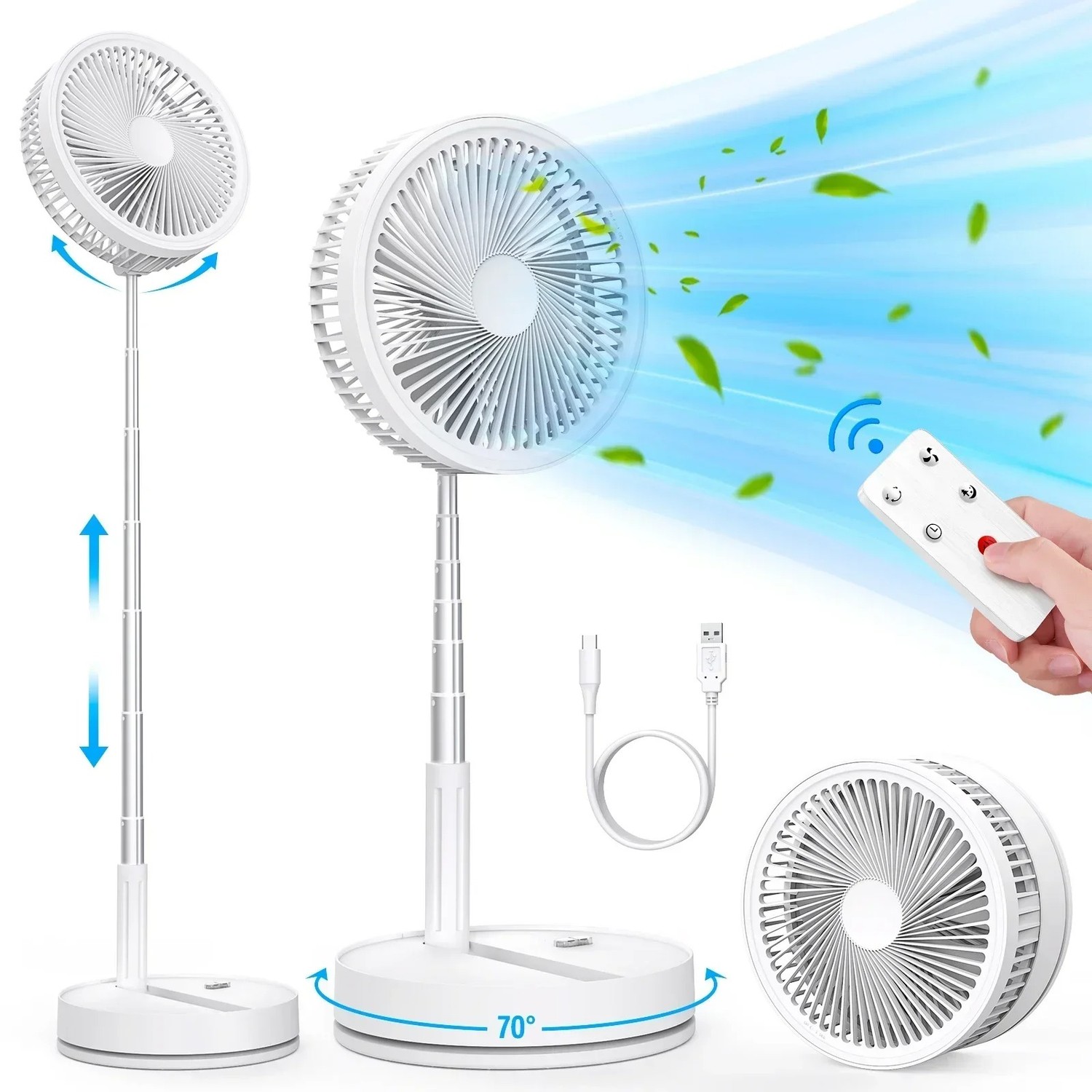 Product Image for Portabel Campingfläkt med LED-lampa – 8 hastigheter, 20000mAh batteri & fjärrkontroll